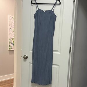 Madewell Dusty Blue Pleated Chiffon Dress